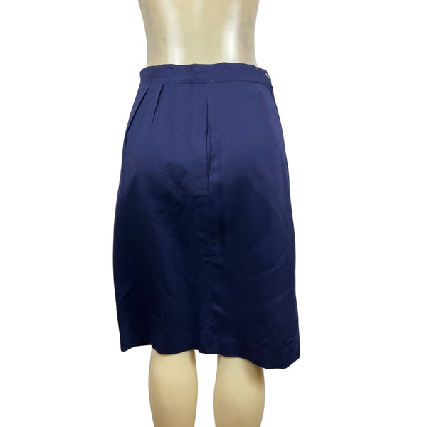 Victor Costa Navy Skirt Size 10 Rayon and Polyester Lined Womens Knee-Length Sz 10