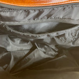 Handcrafted Orange & Brown Fabric With Beaded Accent & Leather Details Tote Bag