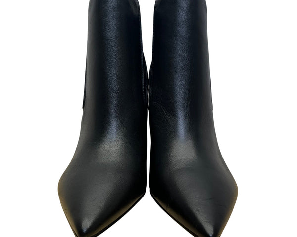 Marc Fisher Women’s Black Leather Pointed Toe Block Heel Ankle Booties Size 8M