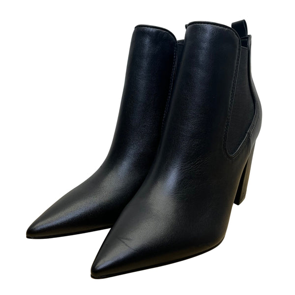 Marc Fisher Women’s Black Leather Pointed Toe Block Heel Ankle Booties Size 8M