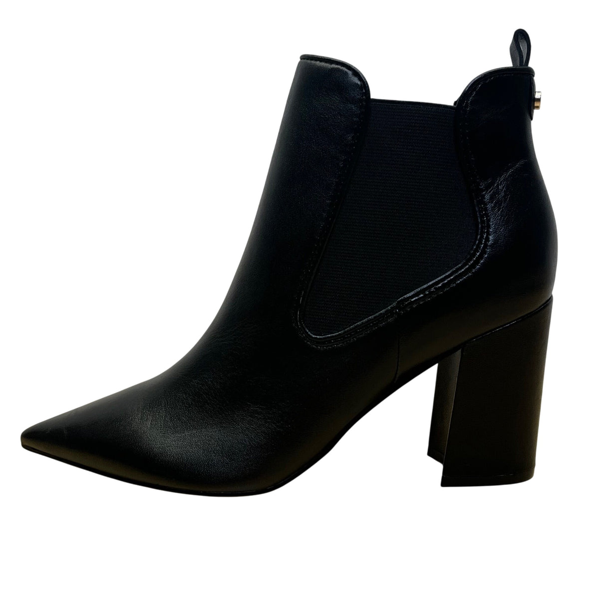 Marc Fisher Women’s Black Leather Pointed Toe Block Heel Ankle Booties Size 8M