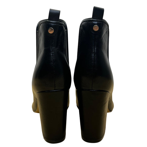 Marc Fisher Women’s Black Leather Pointed Toe Block Heel Ankle Booties Size 8M