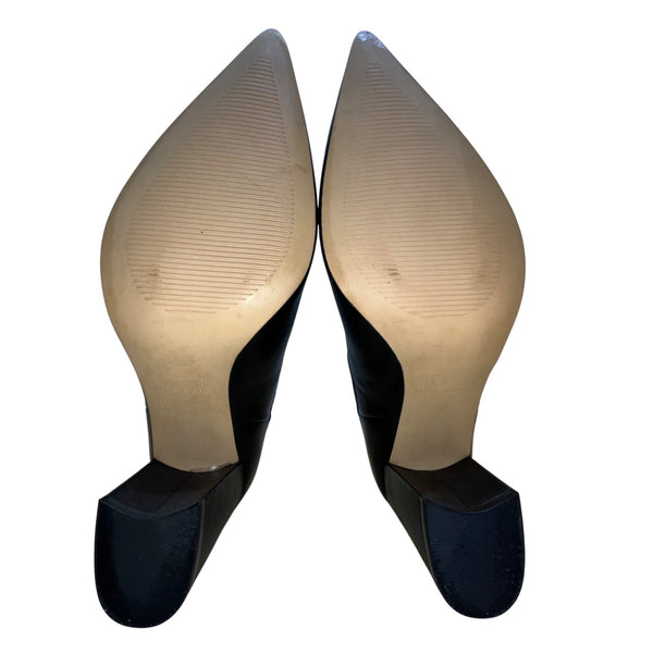 Marc Fisher Women’s Black Leather Pointed Toe Block Heel Ankle Booties Size 8M