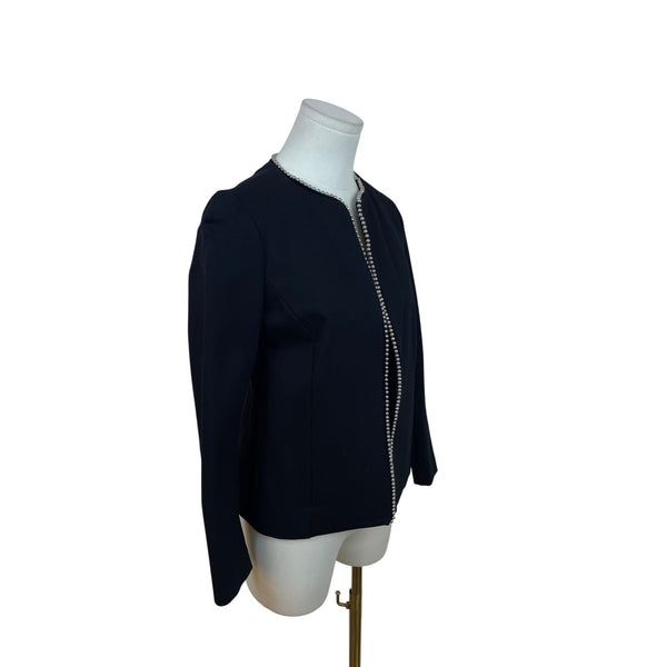 Alfani Women’s Black Open Front Beaded Trim Long Sleeve Blazer Size 2P