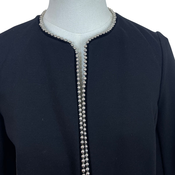 Alfani Women’s Black Open Front Beaded Trim Long Sleeve Blazer Size 2P