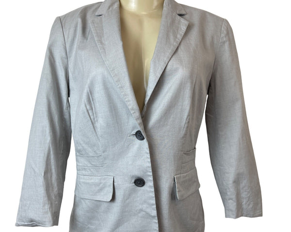 Banana Republic Women's Grey Long Sleeve Two Button Front Pocket Blazer Sz 2
