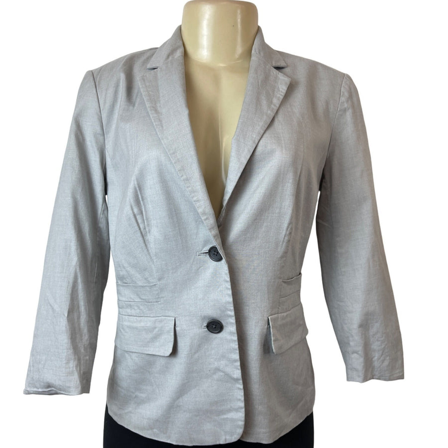Banana Republic Women's Grey Long Sleeve Two Button Front Pocket Blazer Sz 2