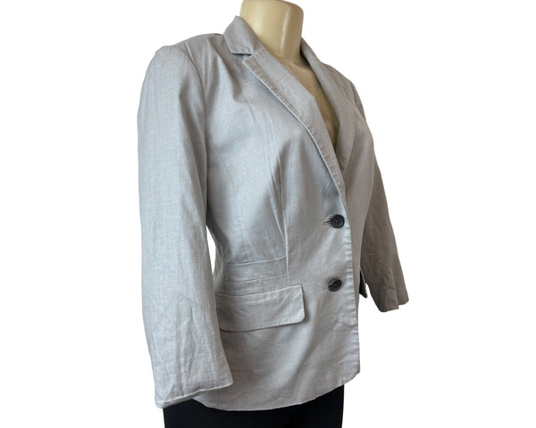 Banana Republic Women's Grey Long Sleeve Two Button Front Pocket Blazer Sz 2