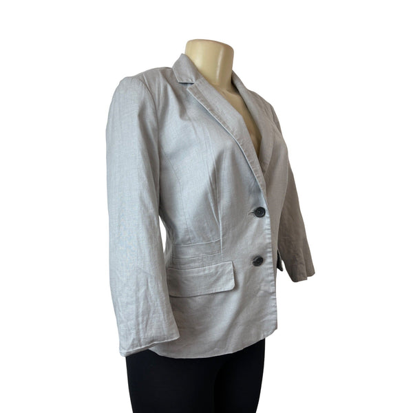 Banana Republic Women's Grey Long Sleeve Two Button Front Pocket Blazer Sz 2