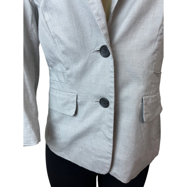 Banana Republic Women's Grey Long Sleeve Two Button Front Pocket Blazer Sz 2