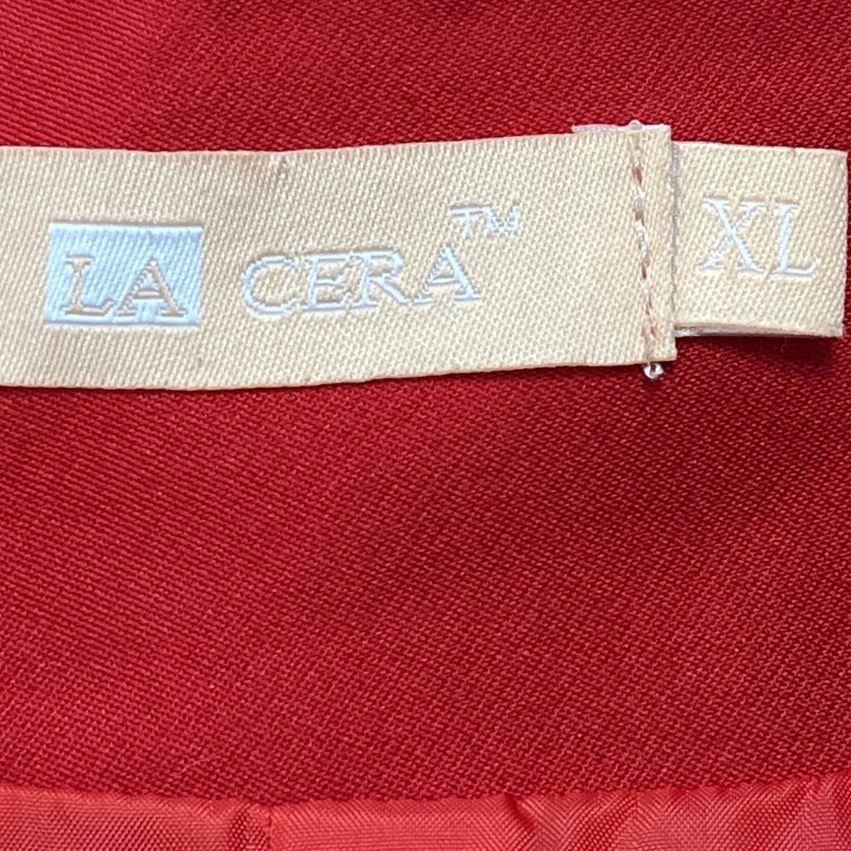 La Cera Women's Red Crane Print Long Jacket With Button Closures Size XL