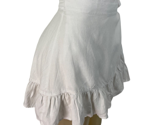 Aerie Women's White Wrap Ruffled Mini Skirt With Tie Waist Sz M - New