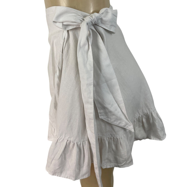 Aerie Women's White Wrap Ruffled Mini Skirt With Tie Waist Sz M - New