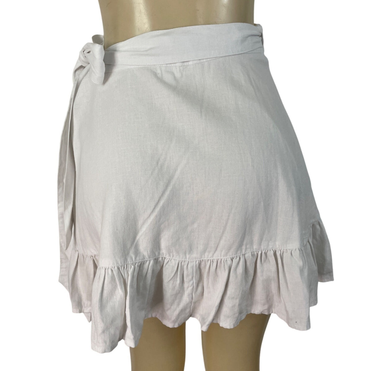 Aerie Women's White Wrap Ruffled Mini Skirt With Tie Waist Sz M - New