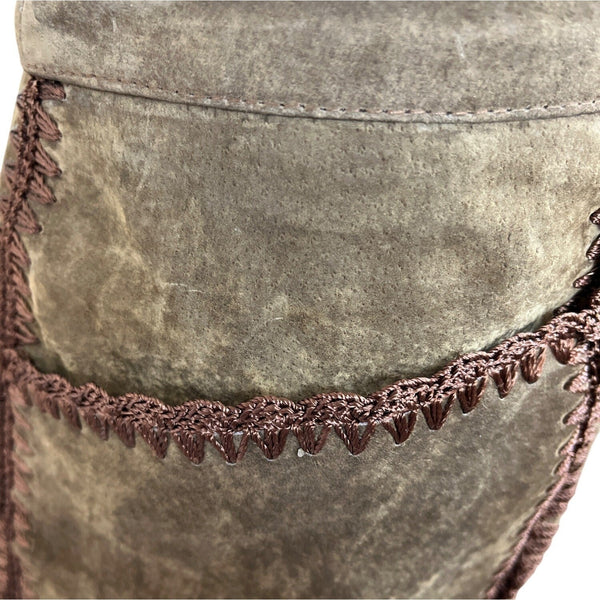 S.M.H. Vintage Brown Leather High-Waisted Loose-Fit Trousers Size 16