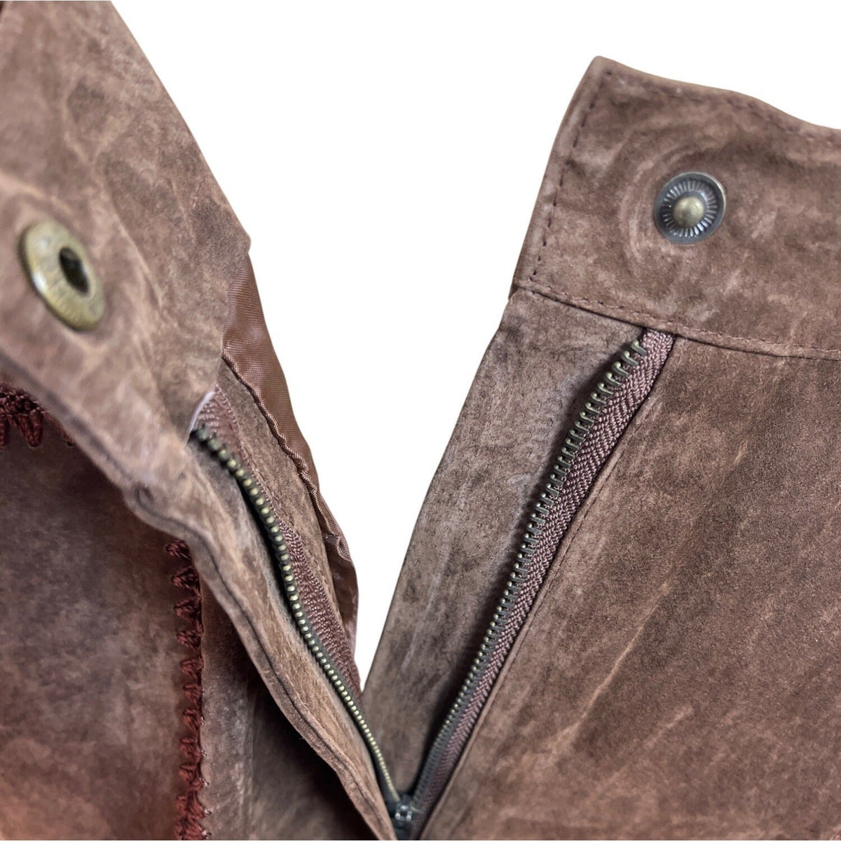 S.M.H. Vintage Brown Leather High-Waisted Loose-Fit Trousers Size 16