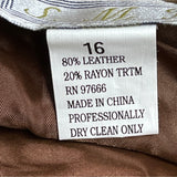S.M.H. Vintage Brown Leather High-Waisted Loose-Fit Trousers Size 16