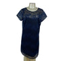Ann Taylor Loft Womens Navy Lace Overlay Short Sleeve Shift Dress Size 10T
