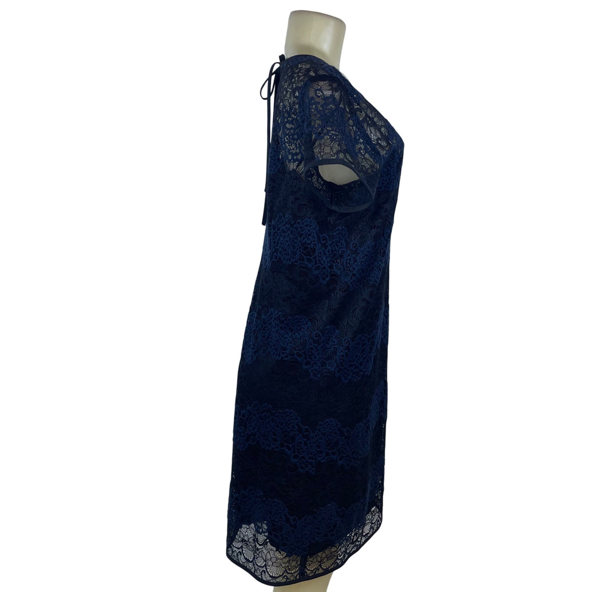 Ann Taylor Loft Womens Navy Lace Overlay Short Sleeve Shift Dress Size 10T