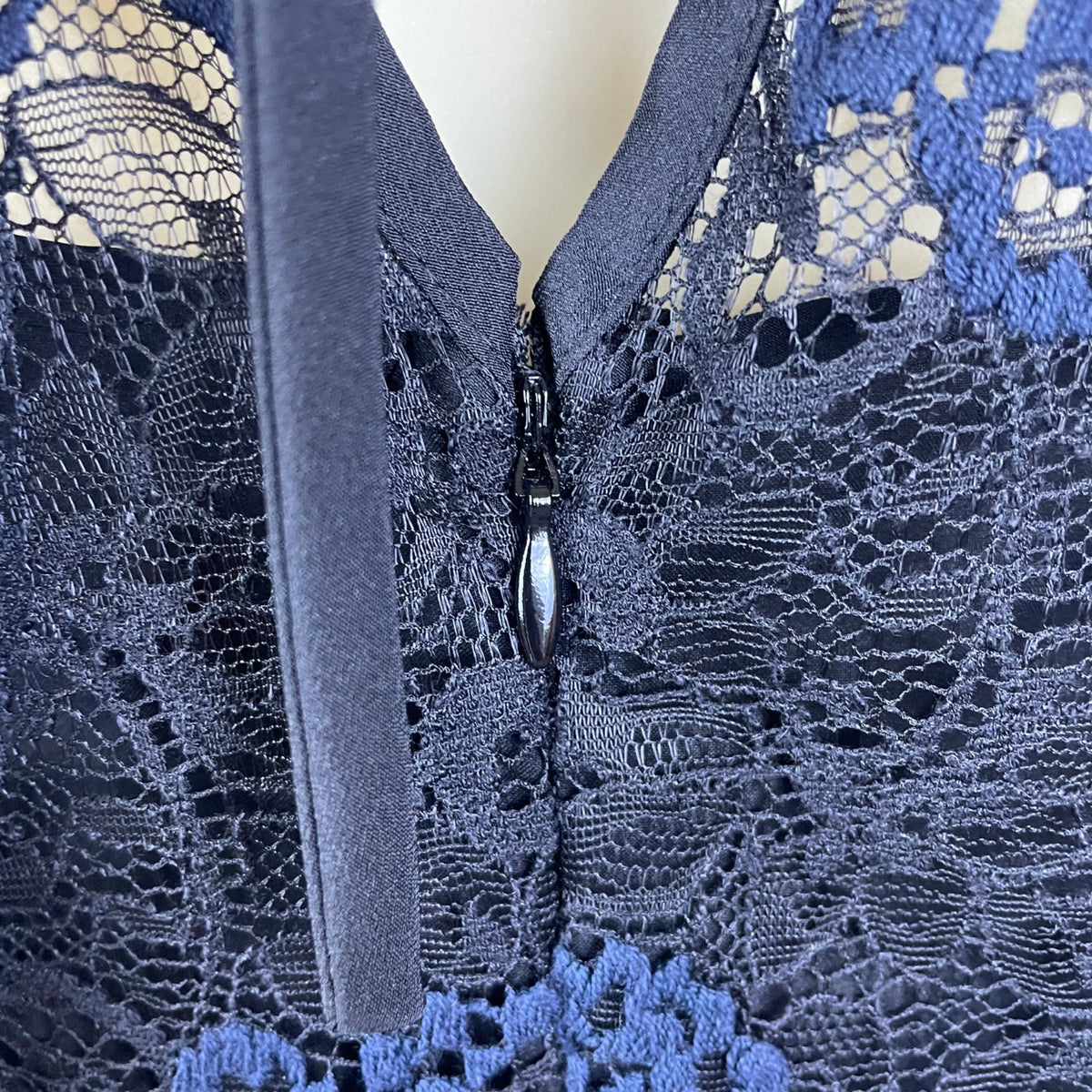 Ann Taylor Loft Womens Navy Lace Overlay Short Sleeve Shift Dress Size 10T