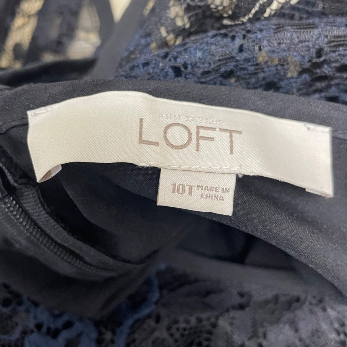 Ann Taylor Loft Womens Navy Lace Overlay Short Sleeve Shift Dress Size 10T