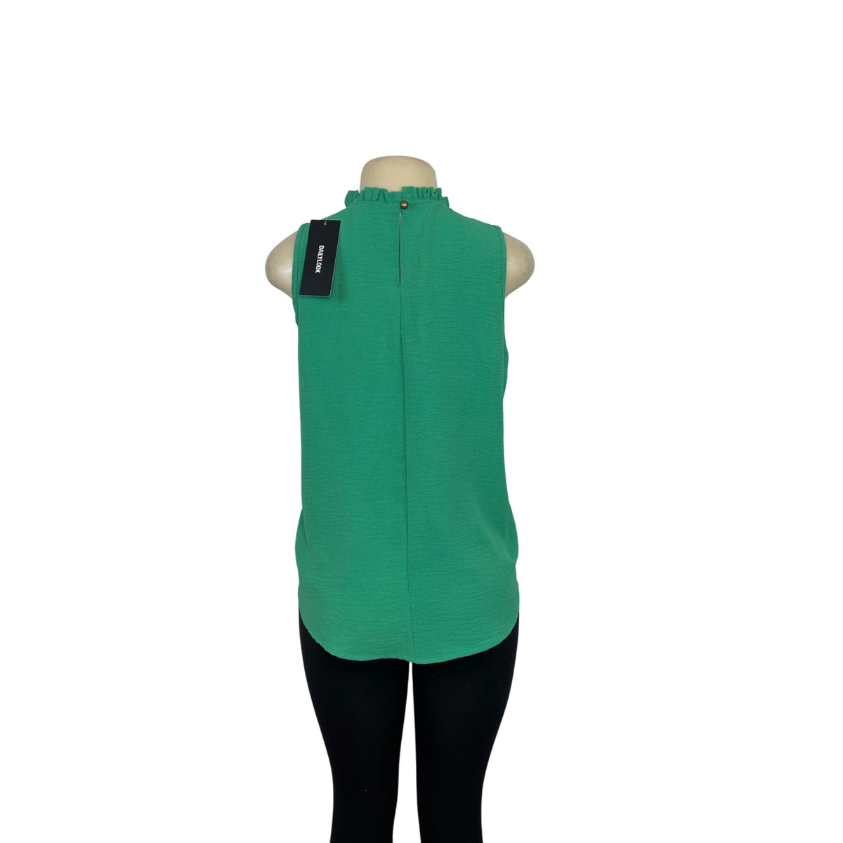 Sleeveless Green Ruffle Neck Top By Rielle Size S - New