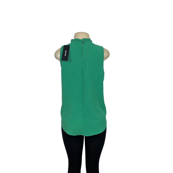 Sleeveless Green Ruffle Neck Top By Rielle Size S - New