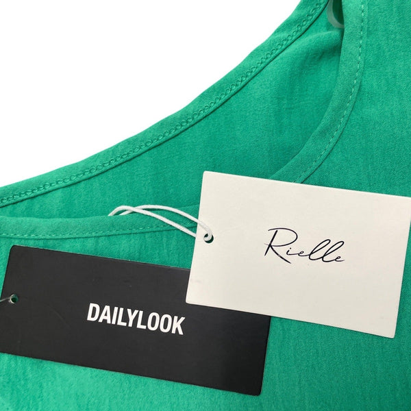 Sleeveless Green Ruffle Neck Top By Rielle Size S - New