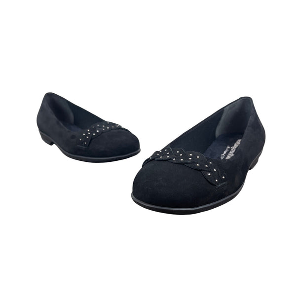 Walking Cradles Womens Black Nubuck Francesca Flat Shoes 8.5