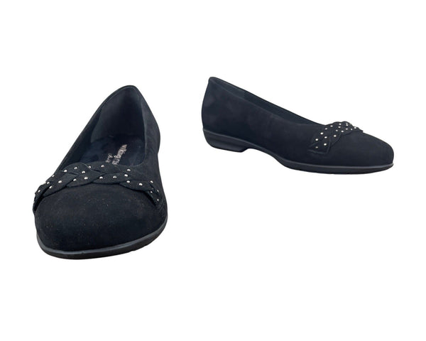 Walking Cradles Womens Black Nubuck Francesca Flat Shoes 8.5
