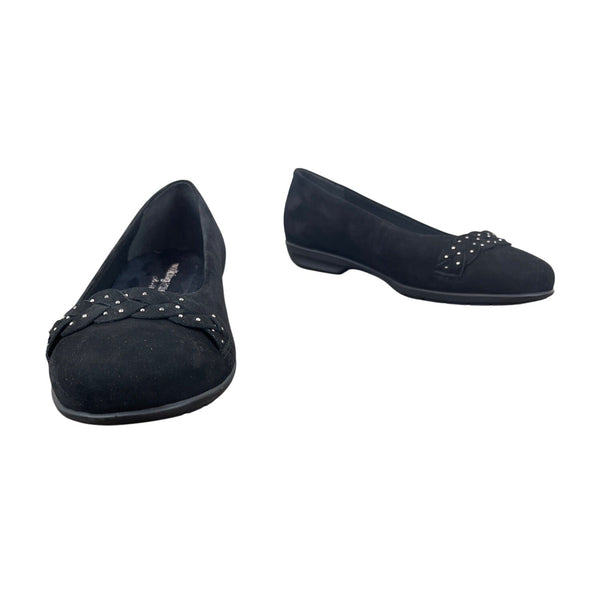 Walking Cradles Womens Black Nubuck Francesca Flat Shoes 8.5