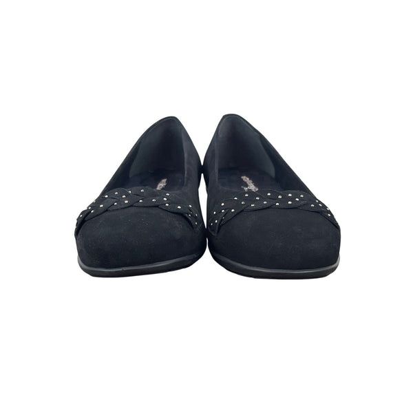 Walking Cradles Womens Black Nubuck Francesca Flat Shoes 8.5