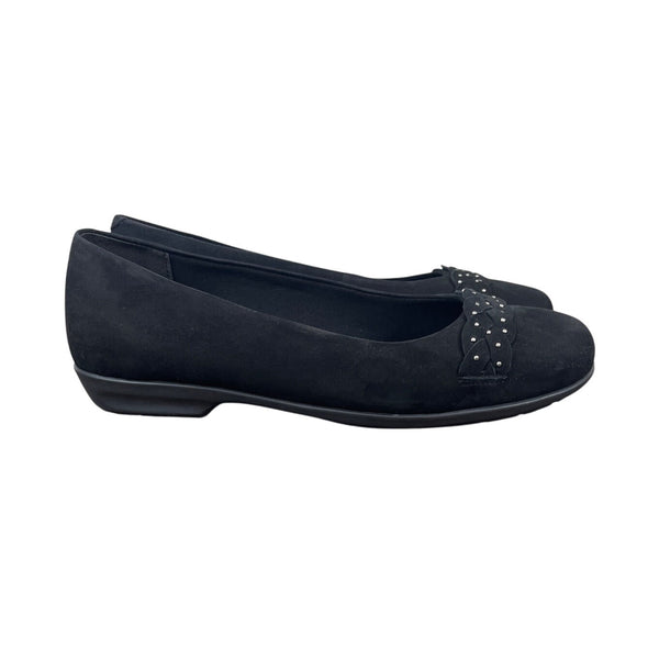 Walking Cradles Womens Black Nubuck Francesca Flat Shoes 8.5