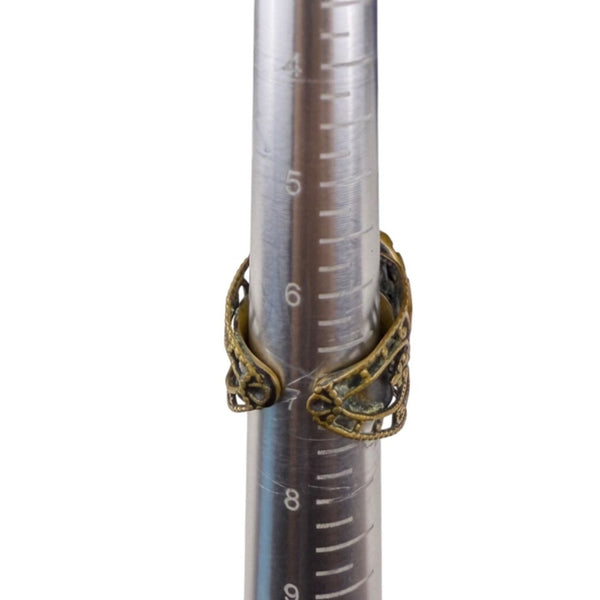 Vintage Kim® Womens Amber-Tone Adjustable Brass Filigree Cocktail Cuff Statement Ring