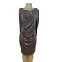 R&M Richard’s Brown Sequin Cocktail Dress Long Sleeve Drape Detail Shift Sz 14