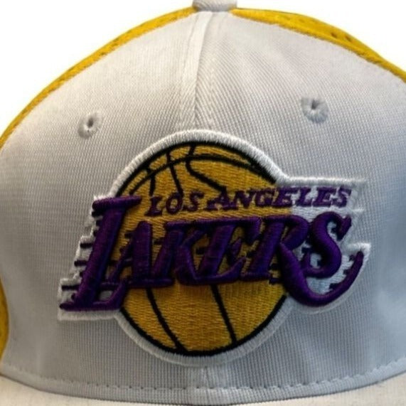 NBA Newera White Basketball Hat Los Angeles Lakers Fitted Cap Sz 7