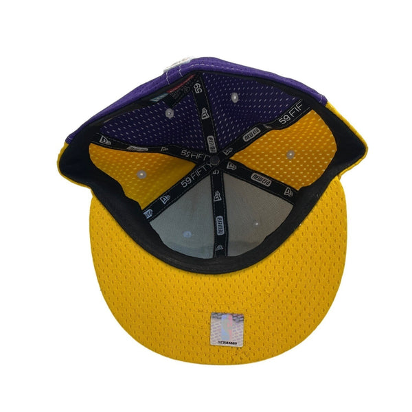 NBA Newera White Basketball Hat Los Angeles Lakers Fitted Cap Sz 7
