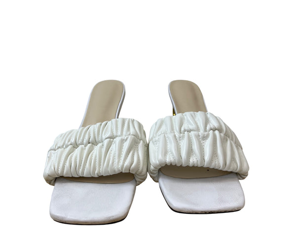 Braided Strap Gold Heel Women’s White Open-Toe Sandals Size 41