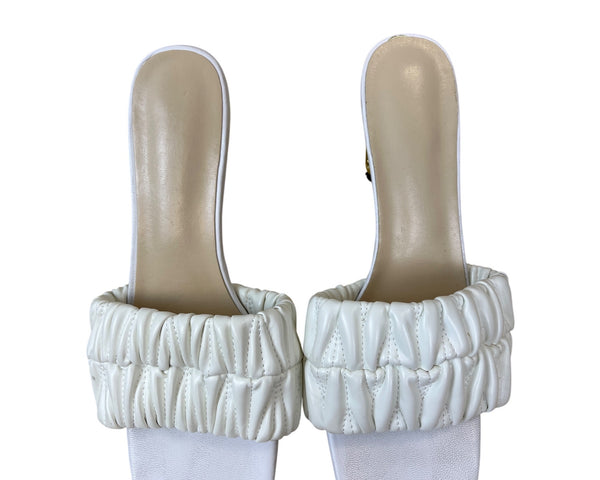 Braided Strap Gold Heel Women’s White Open-Toe Sandals Size 41