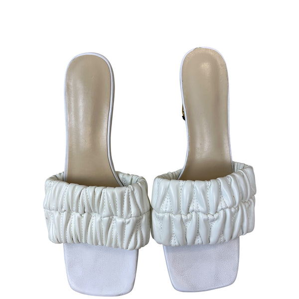 Braided Strap Gold Heel Women’s White Open-Toe Sandals Size 41