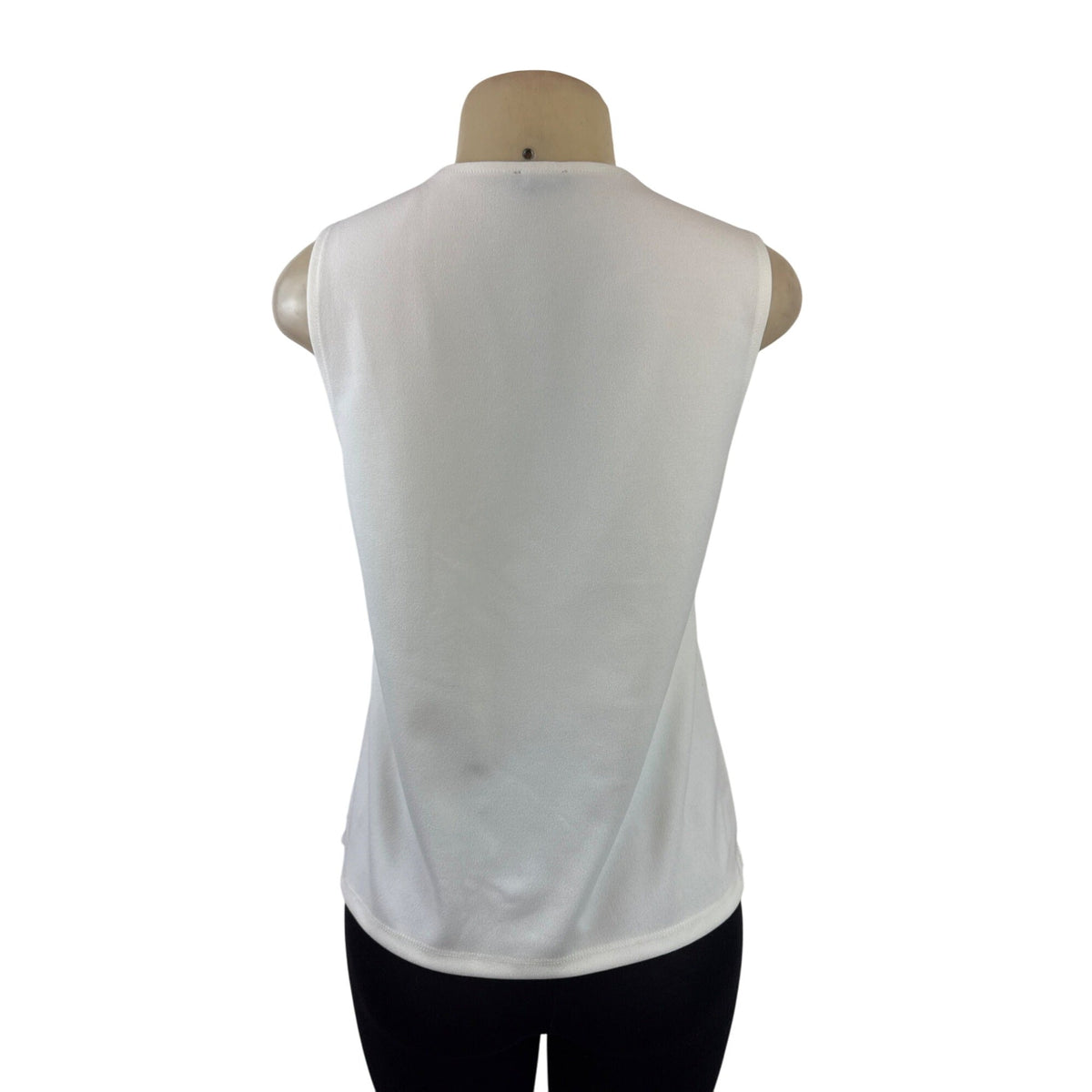 Ann Taylor White Scalloped Sleeveless Top Womens Blouse Size S