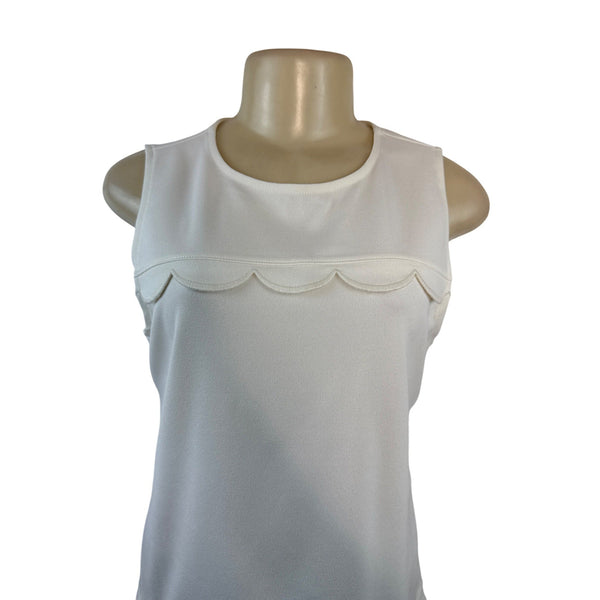 Ann Taylor White Scalloped Sleeveless Top Womens Blouse Size S