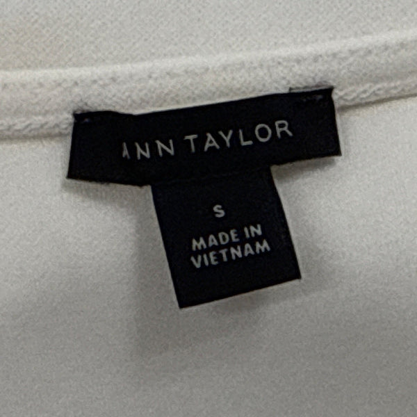 Ann Taylor White Scalloped Sleeveless Top Womens Blouse Size S