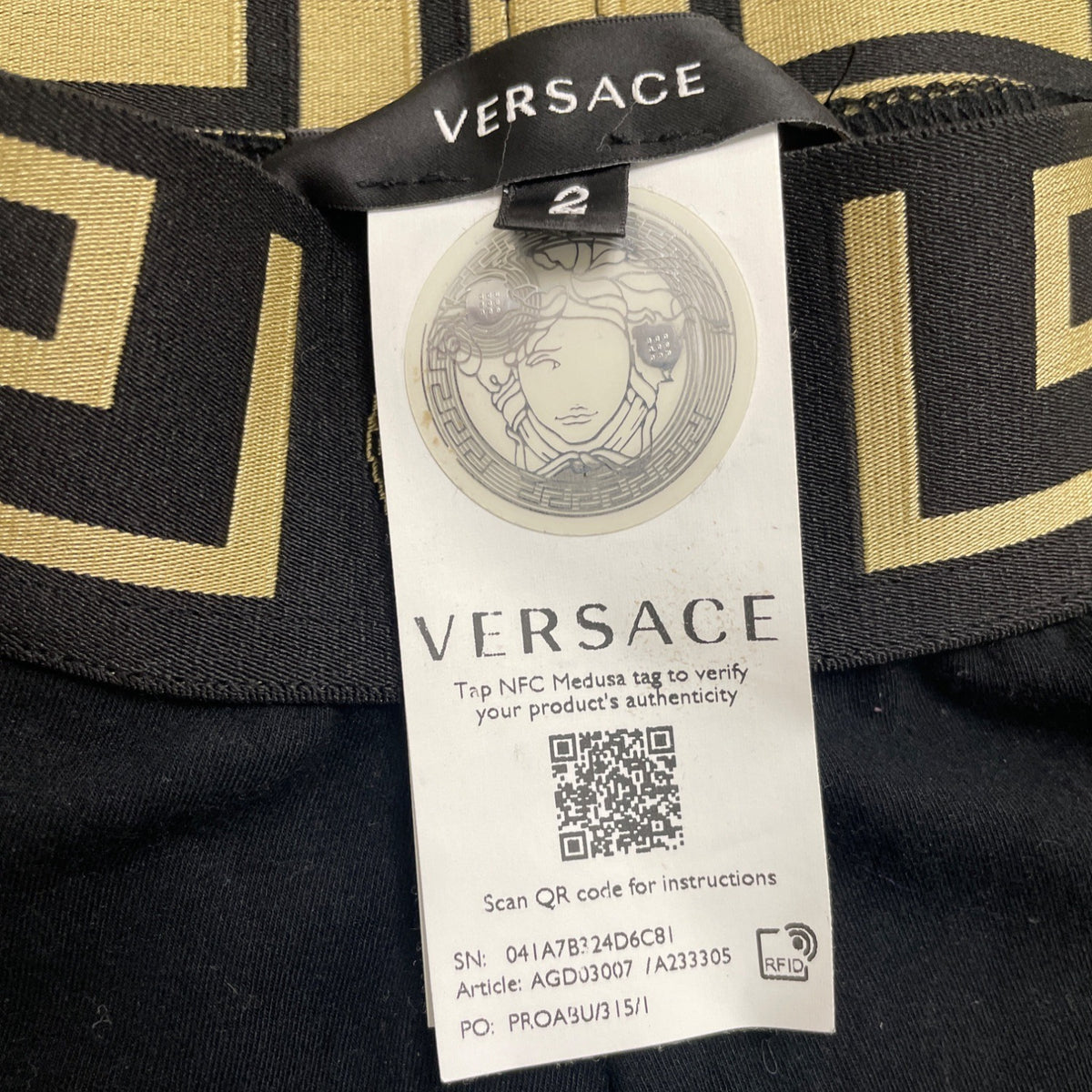 Versace Womens Black Cotton & Elastane Leggings Greek Key Medusa Detail Size 2