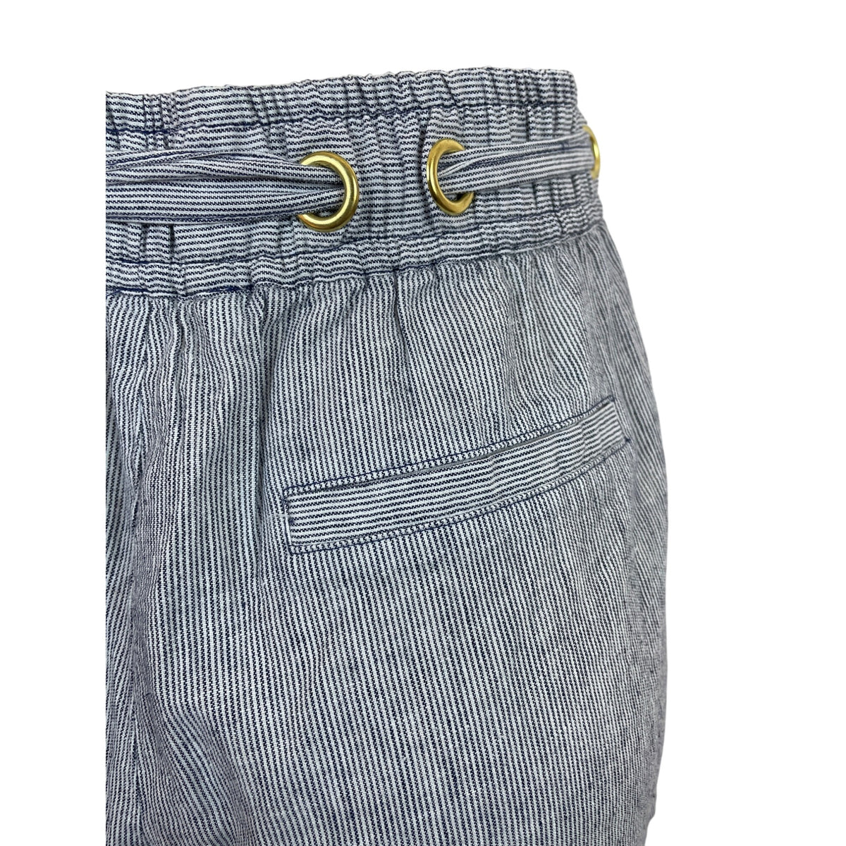 Michael Kors Striped High-Waist Drawstring Shorts W/Gold Grommets & Pockets Sz S