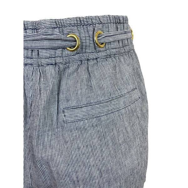 Michael Kors Striped High-Waist Drawstring Shorts W/Gold Grommets & Pockets Sz S