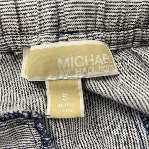 Michael Kors Striped High-Waist Drawstring Shorts W/Gold Grommets & Pockets Sz S