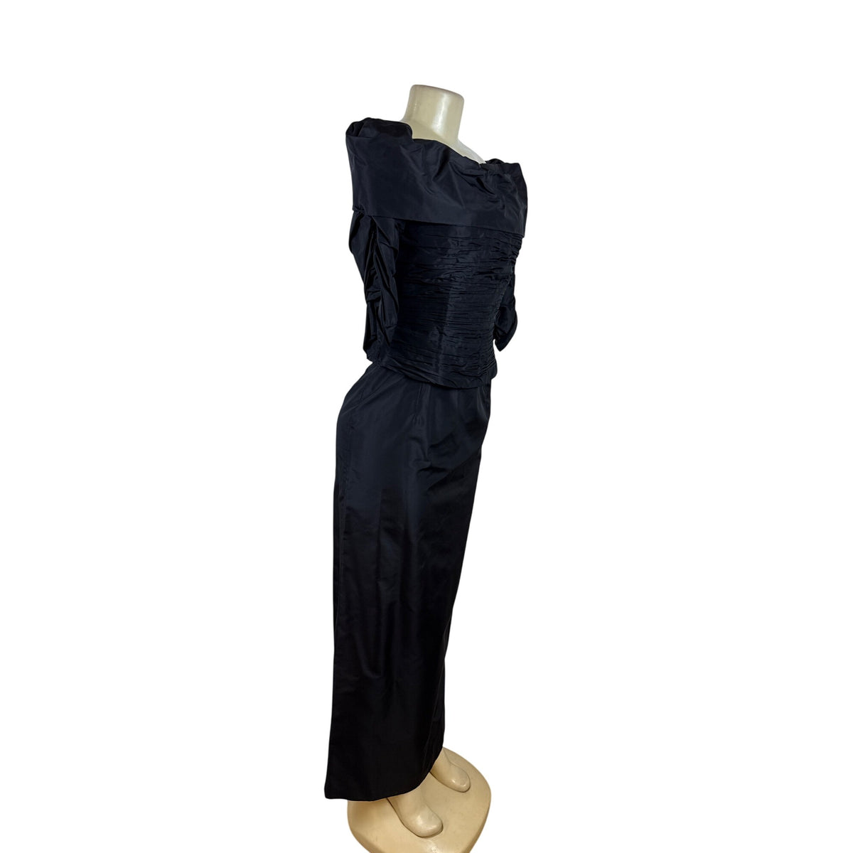 Vintage Chetta B Black Off-Shoulder Formal Top & Skirt Set For Women Sz 8