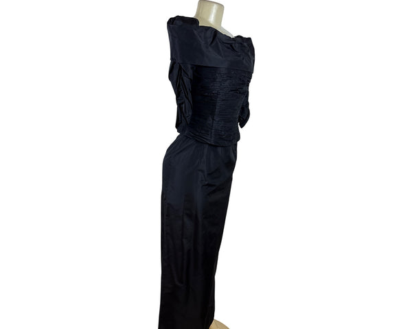 Vintage Chetta B Black Off-Shoulder Formal Top & Skirt Set For Women Sz 8