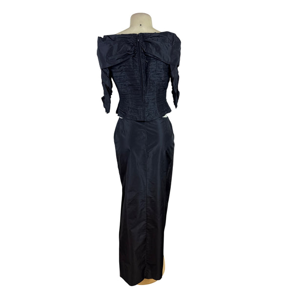 Vintage Chetta B Black Off-Shoulder Formal Top & Skirt Set For Women Sz 8